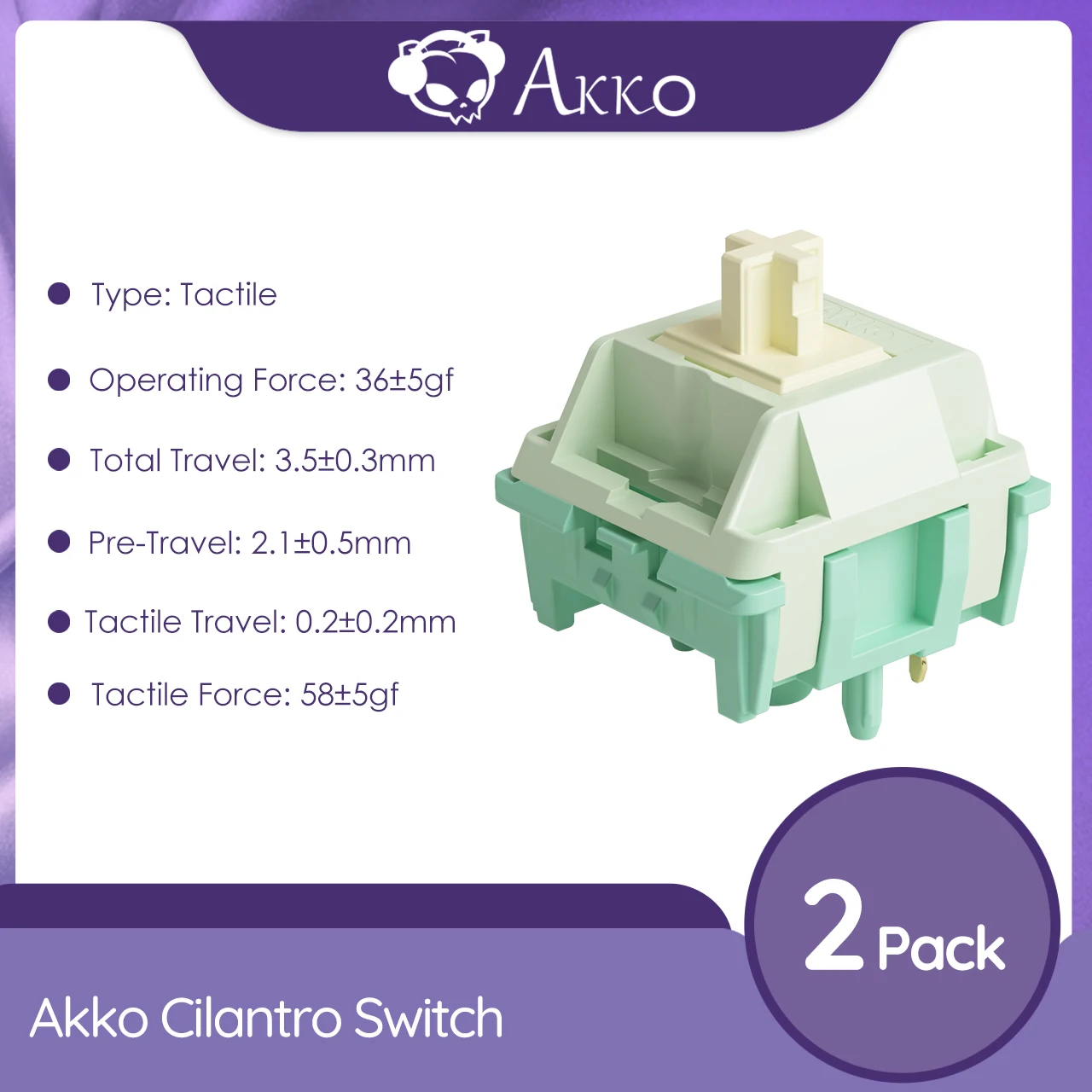 Akko Switch Cilantro 5-pins 36gf Deep Clack Tactile Switches Fabrieksgevoerd (45 stuks)