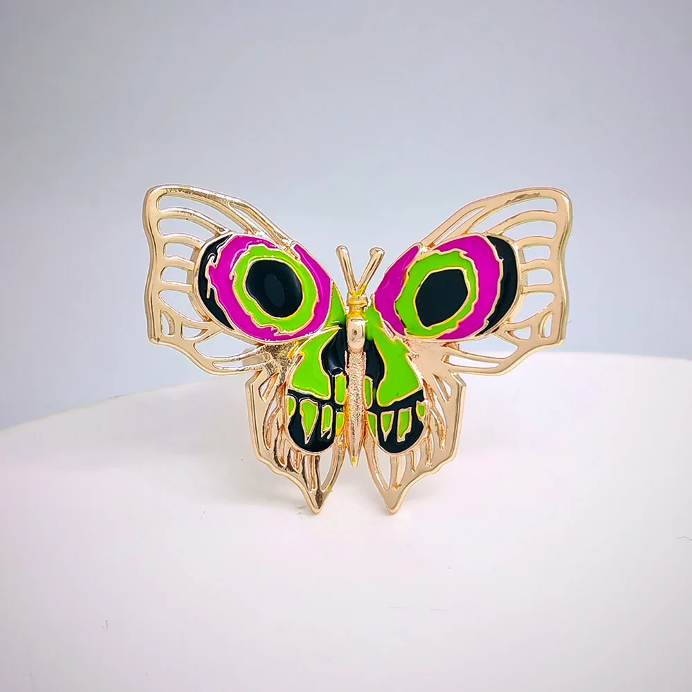 Jinx Bunter Metall-Schmetterling-Totenkopf-Ring, verstellbar, Emaille, Cosplay-Kostüm-Requisite, Geschenk für Fans