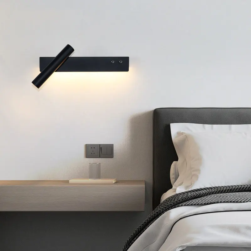 

Nordic Bedside Wall Lamp Bedroom Hallway Living Room Wall Creative And Minimalist Modern Hotel Decoration Rotating Spotlight