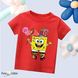 Cartoon Potdemiel SpongeBob T-Shirt Boys Girls Teenager Summer Short Sleeve Tops Fashion Children Casual Tops Tee Shirt