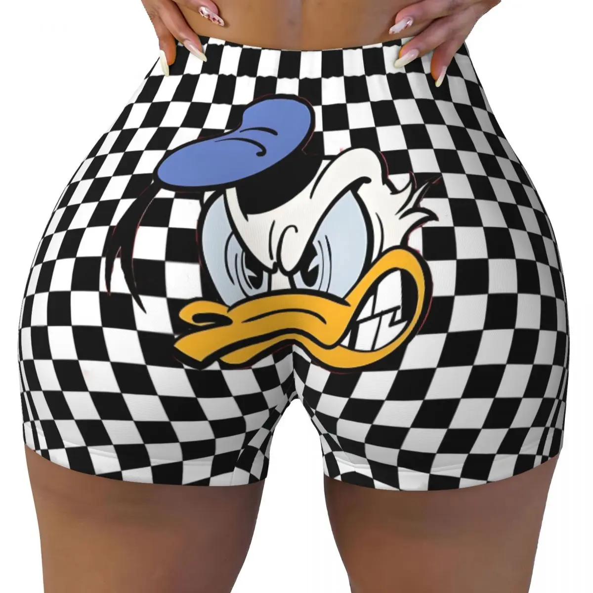 

Custom Women's Donald Duck Workout Yoga Shorts Funny Cartoon Athletic Gym Biker Running Shorts