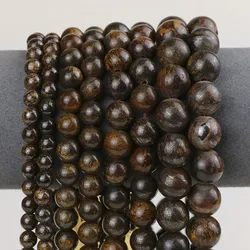 Bronzite Natural Stone Beads 6 8 10 12mm Brown Round Spacer Loose Beads For Jewelry Making DIY Men Charms Bracelet Findings AAAA