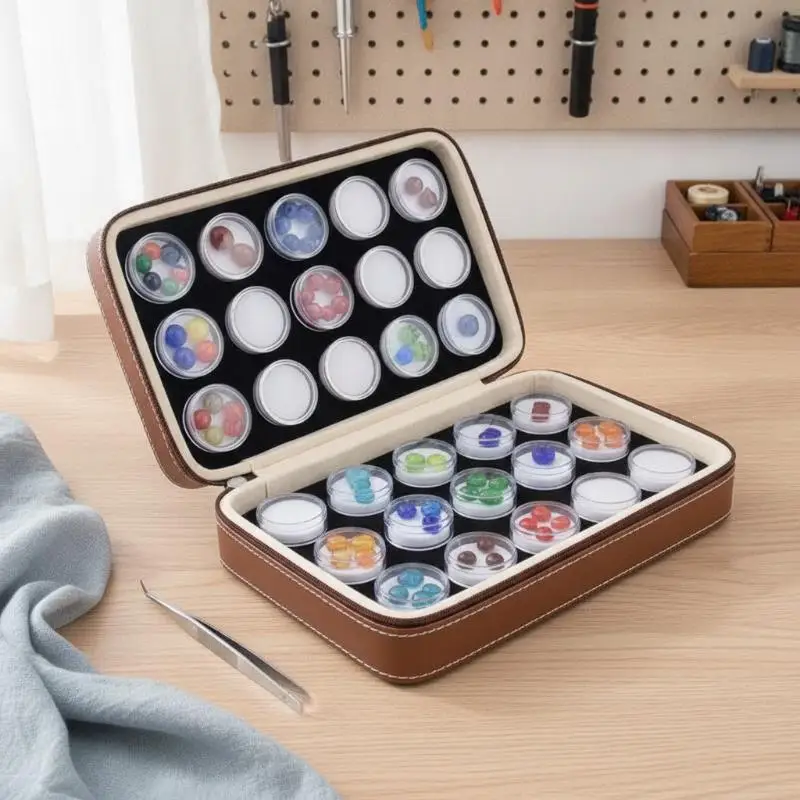 Round Gem Collector Zipper Storage Bag Clear Visual Display Pouch for Colorful Gems Rocks Home Jewelry Organization