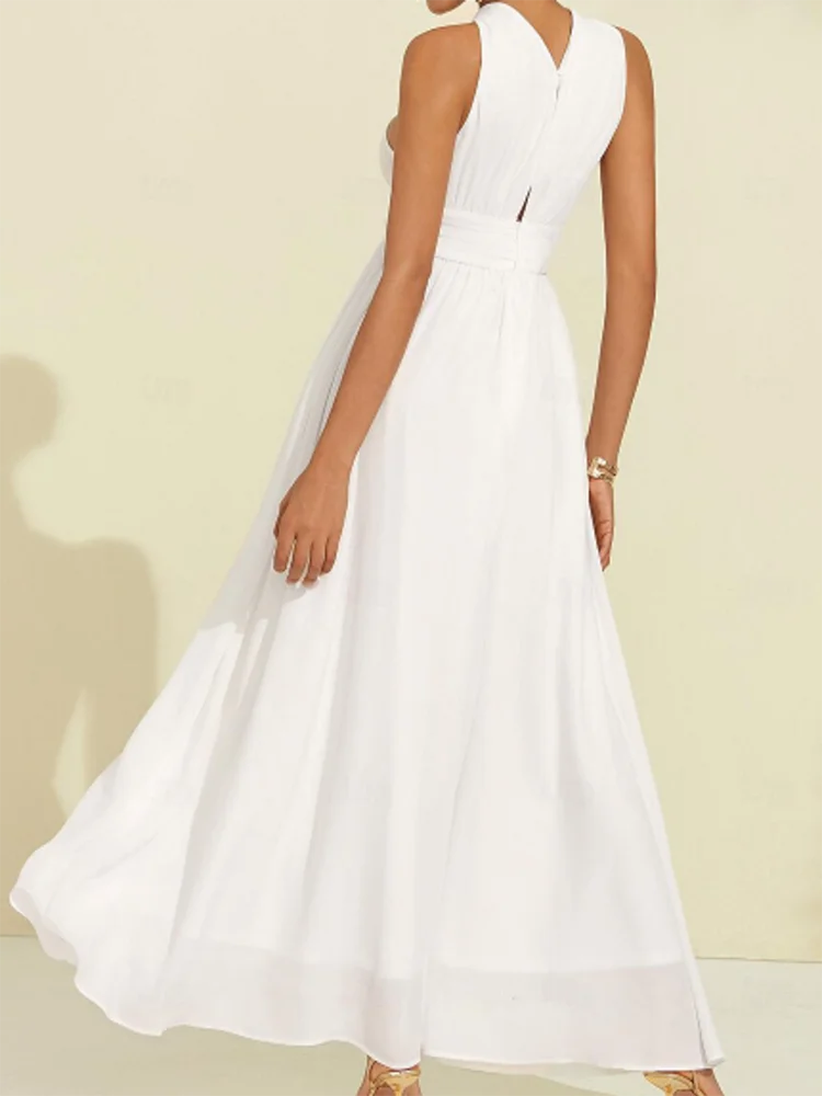 Customized European and American Ivory Color Sexy Strappy white Dress Long Skirt Dress Bridesmaid Dress