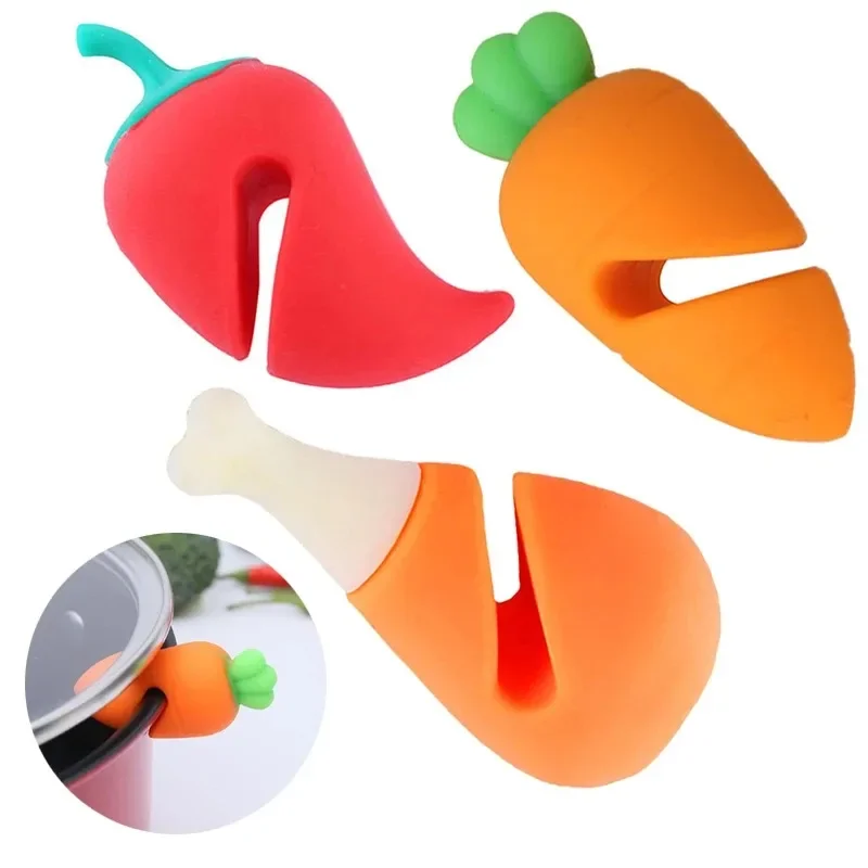 

Silicone Pot Lid Holder Anti-Spill Creative Cute Little Pepper Carrot Chicken Leg Modeling Raising Kitchen Practical Fun Gadget