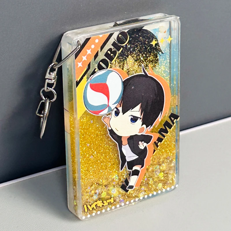 

Anime Haikyuu!! Tobio Kageyama Cosplay Quicksand Mahjong Acrylic Card Brick Keychain Backpack Decoration Pendant Xmas Gift