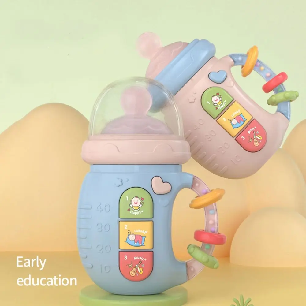 Newborn Baby Bottle Toy Soft Soothing Vocal Music Mobile Toddler Toys Teether Rattles Educational Musical Feeding Bottle Toy