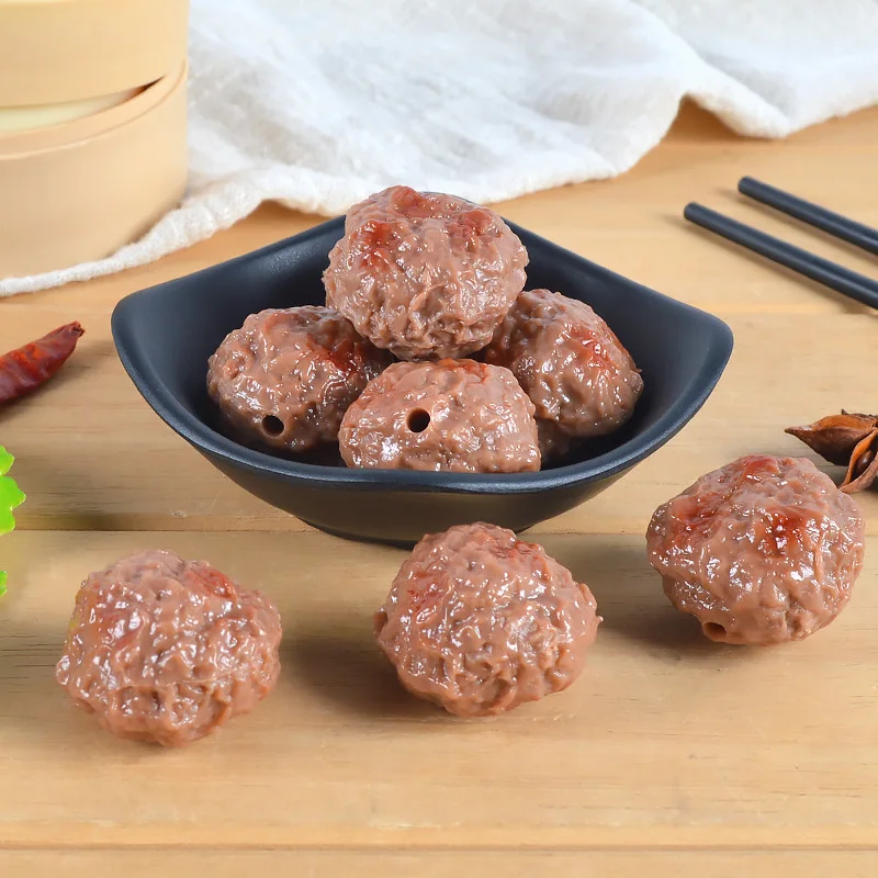 10Pcs PVC Simulation Beef Ball Realistic Artificial Meatball Model BBQ Fake Food Hot Pot Restaurant Props Yummy Dishes Ornaments