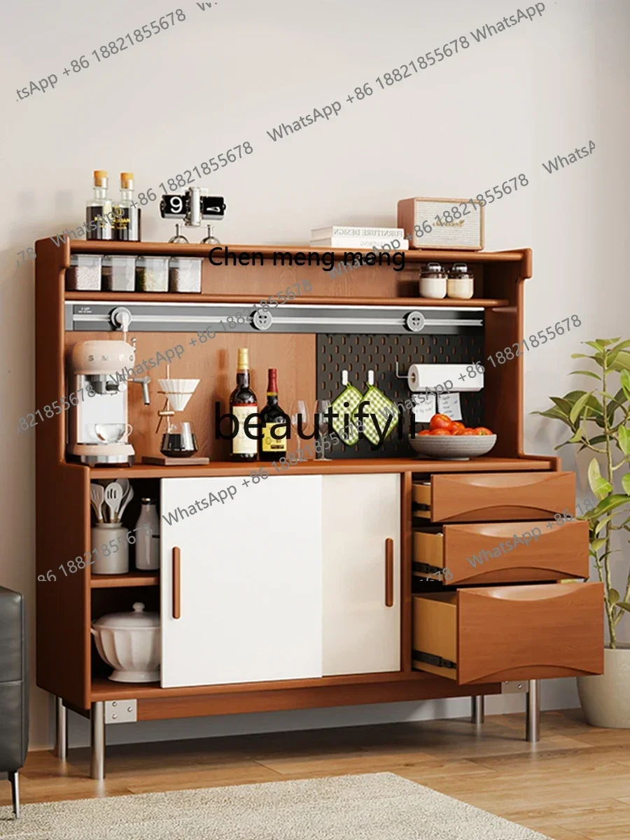 

Nordic retro solid wood dining side cabinet medieval home storage wine cabinet living room wall locker