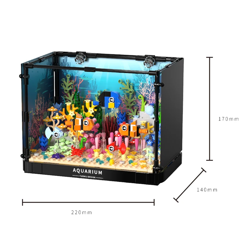 Aquarium building blocks fish tank underwater world scene Assembling toy ABS plastic Creative Home Decor gift for boys and girls - view 6
