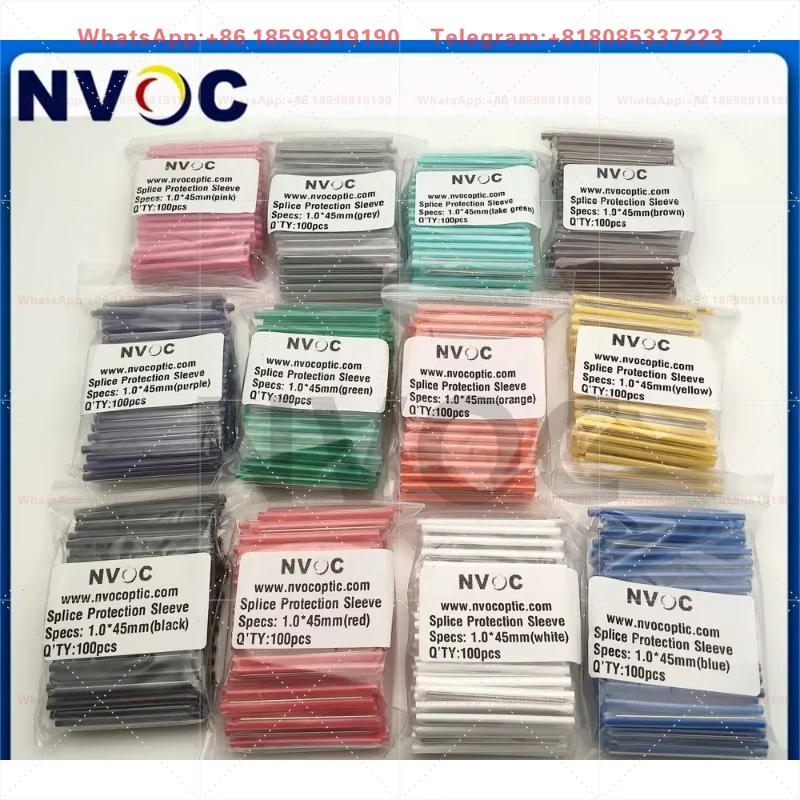 1200pcs 1.2*/45/60mm 12 Opaque Color 1 Rod Fiber Optic Fusion Splice Protection Sleeves Colorful Heat Shrinkable