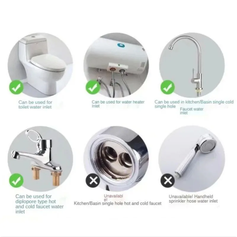 304 Stainless Steel Braided Hose Hot and Cold Faucet Kitchen Wash Basin Faucet Explosion-proof Hose Replacement Parts Bathroom