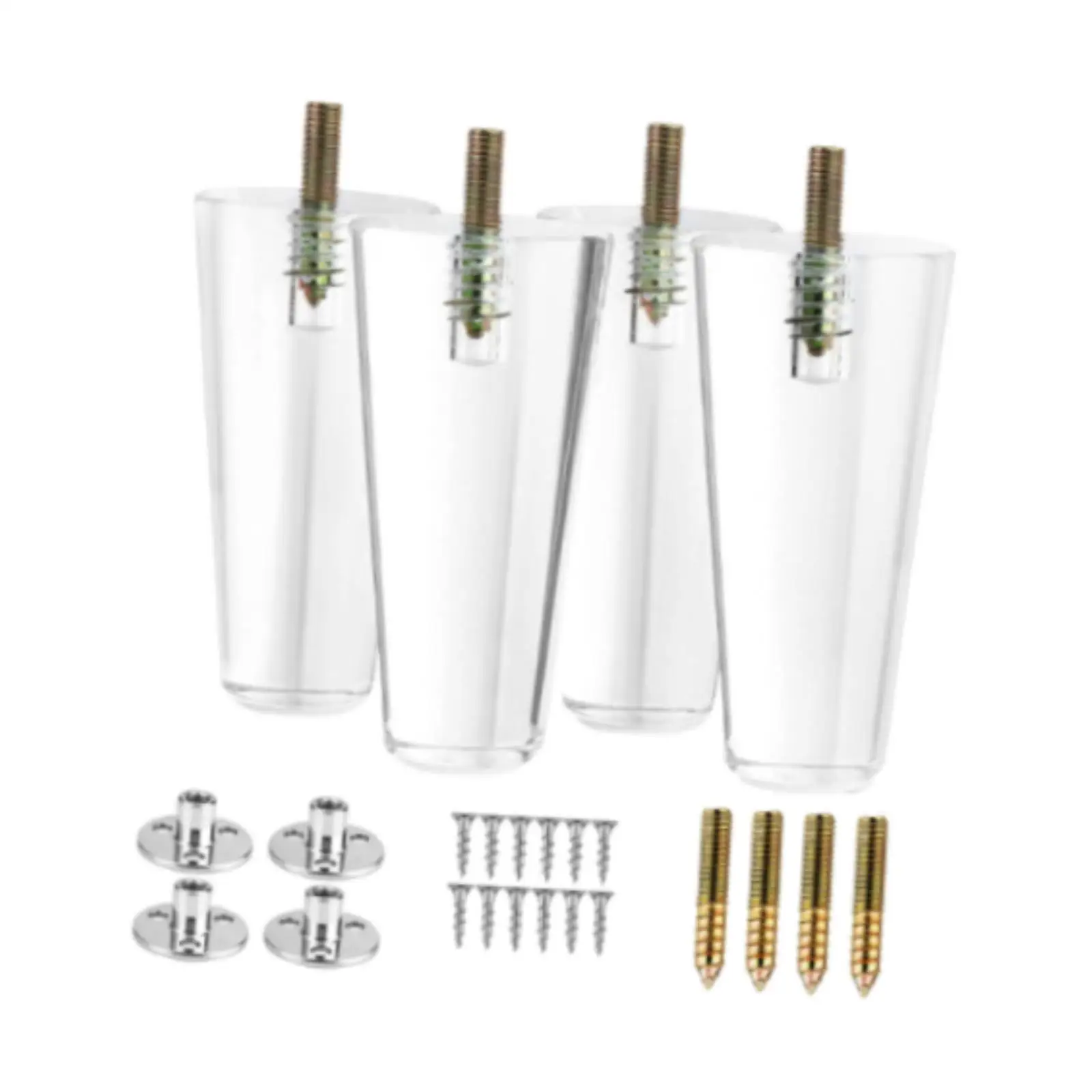 Pernas de móveis acrílicos, 4 unidades, estante de 4 polegadas, substituição, banco, cama, mesa, pernas