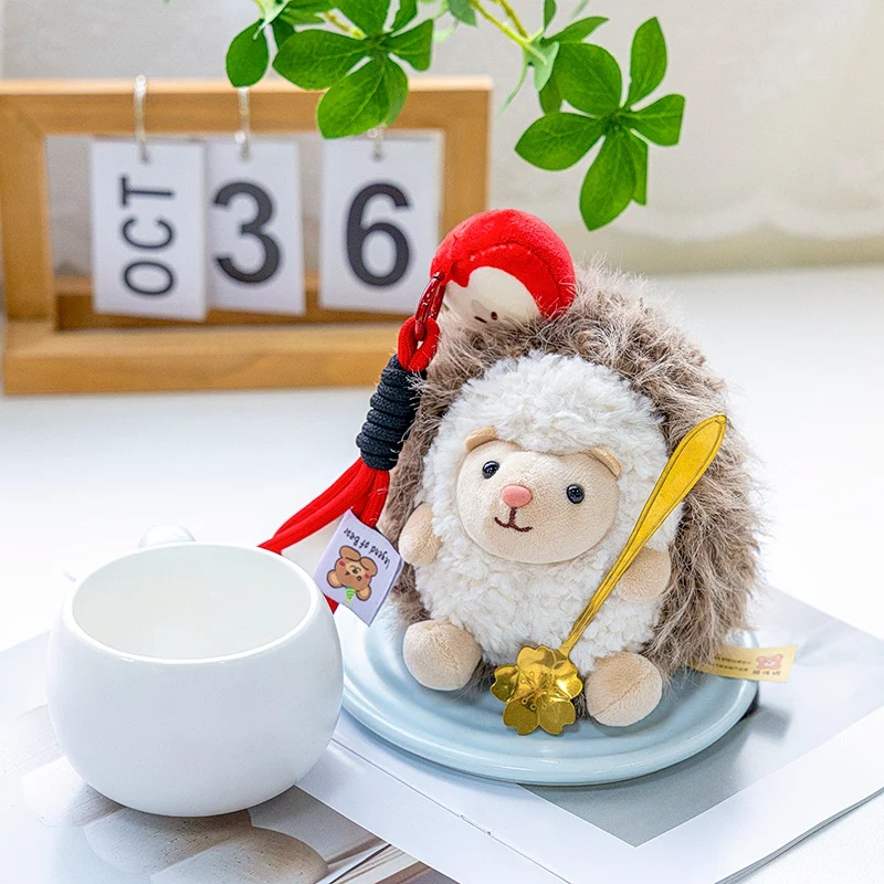 17 cm Egel Knuffel Sleutelhanger Cartoon Soft Gevulde Pop Hanger Autosleutel Ring Rugzak Tas Decor Kid Gift