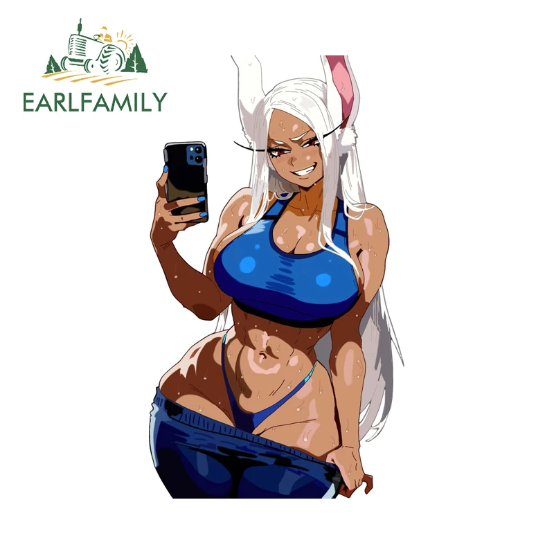 EARLFAMILY Muscle Girl Mirko Car Sticker Beautiful Cool Fuel Tank Cap Electric-Bicycle Decals Delicate Scratch-Proof Car Label