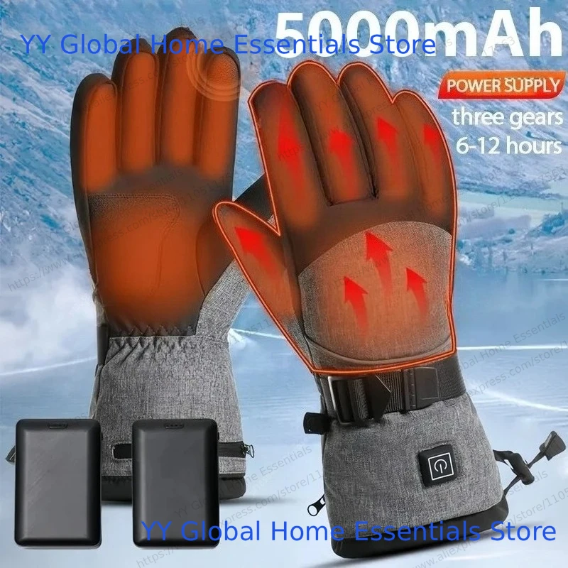 Gants chauffants électriques hommes femmes batterie Rechargeable 6000mAh écran tactile étanche hiver Ski moto gants chauffe-mains
