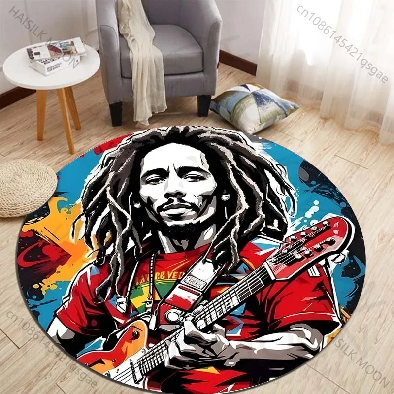 Vibrant artistic portrait of a guitarist Printed round carpet living room sofa table carpet large pet mat soft round carpet