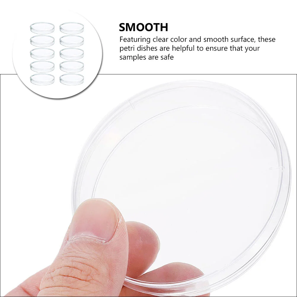 10 Pcs Disposable Petri Dish Tray Plates with Lid Laboratory Holder Chemistry Cell Culture