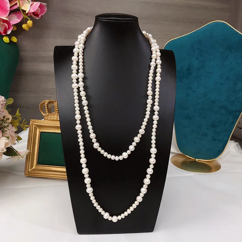 

Zhuji Freshwater Pearl Sweater Chain for Women, Versatile Fashionable Elegant Necklace with Various Sizes of Beads and Multiple