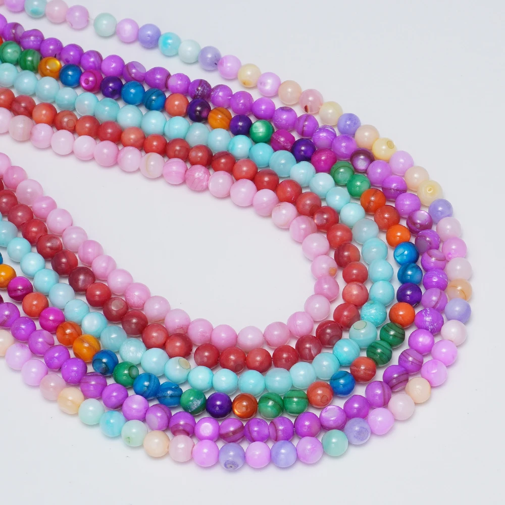 Natural Seawater Shells, Colorfulful Round Beads and Loose Beads for Diy Bracelets, Necklaces and Other Jewelry Accessories