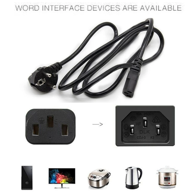 1M/1.5M/1.8M/3M Long Cable Plug Kettle Computer Power Supply Adapter for Printer M89B