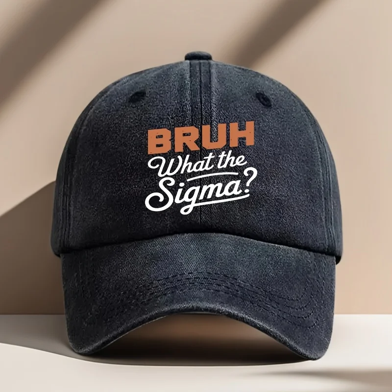 BRUH What the Sigma? Vintage Style Men'S Baseball Cap - Casual Outdoor Fishing Hat, Rayon, Hand Washable, Ideal for Relaxation a