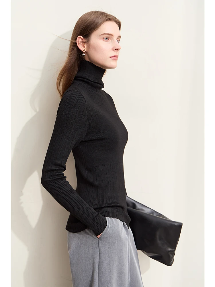 Amii Minimalism 2024 Women Sweaters New Autumn Elegant Comfortable Spliced Turtleneck Interior Lapping Basic Solid Tops 12443147