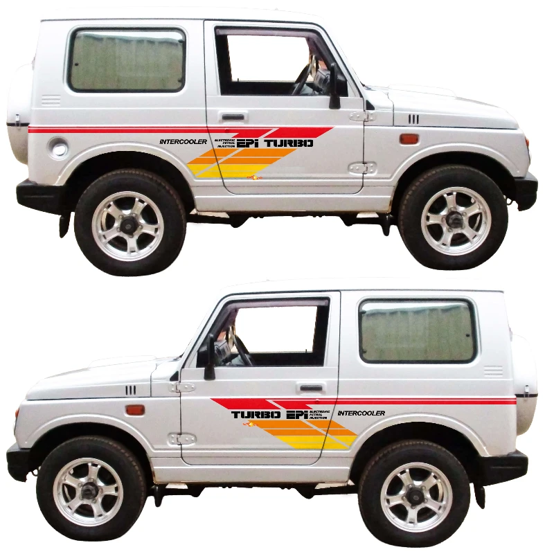 Car Stickers For Suzuki JIMNY Ja22w Turbo EPI Intercooler Vintage Retro Stripes Doors decal