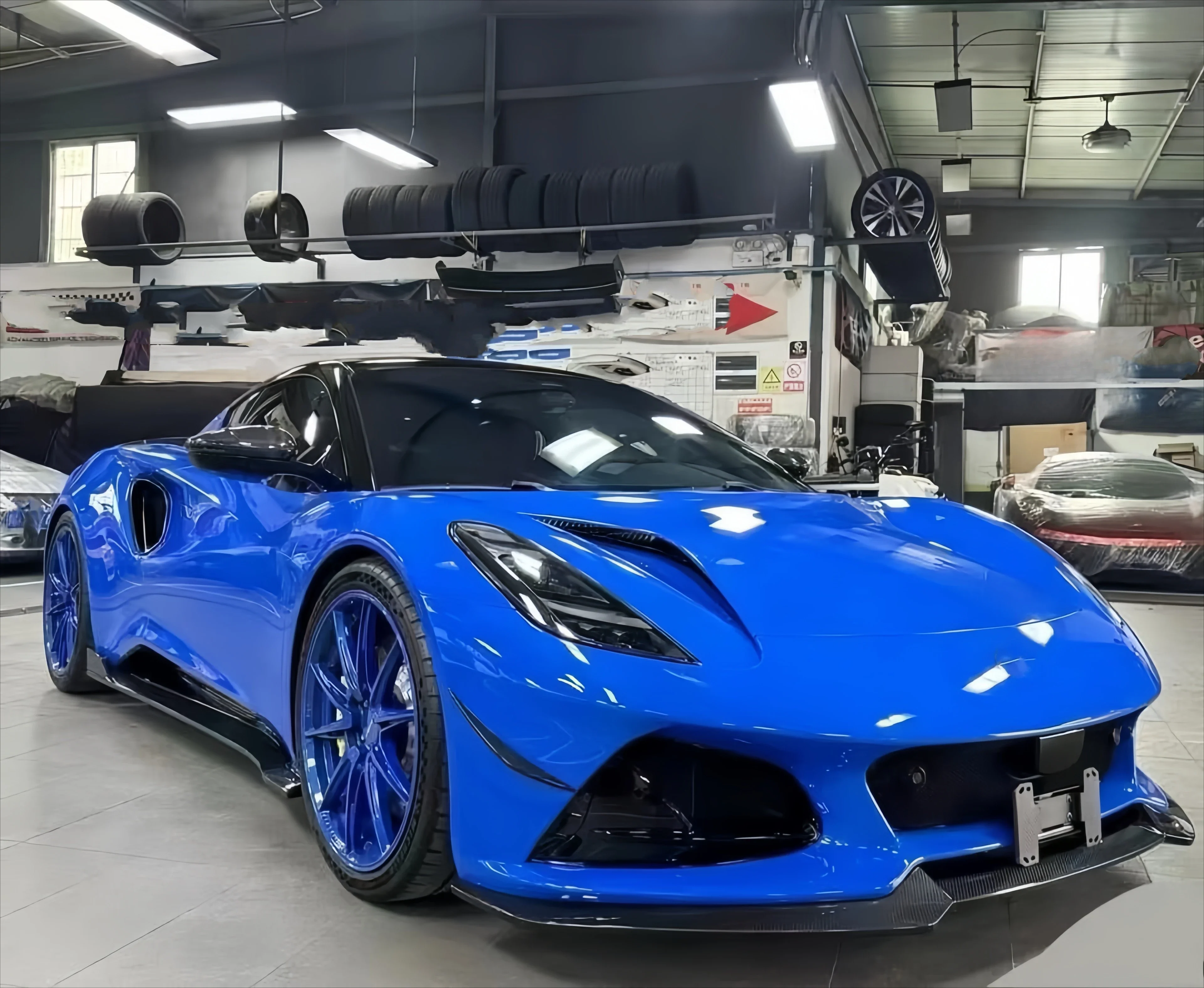 KQX Suitable for 21-23 Lotus Emira Modified OD Model Dry Carbon Small Surround Front Lip Side Skirt Rear Lip Tuyere Hood Rear Wi