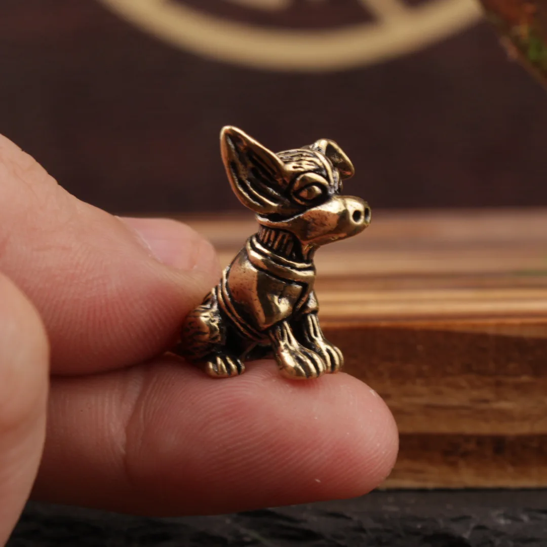 النحاس النحت الصلبة النحاس جرو النحاس الحلي لطيف الكلب زودياك الكلب العتيقة القديمة النحاس الشاي الحيوانات الأليفة الحلي الصغيرة #4