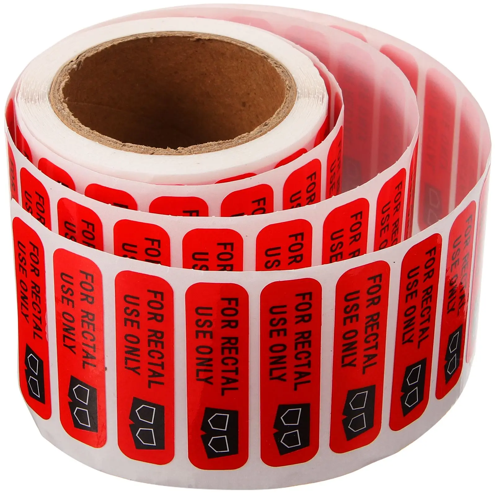 500pcs For Rectal Use Only Stickers Permanent Adhesive Paper Label With Surface Waterproof Red Background Striking Black font