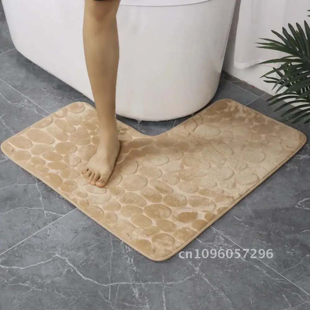 Bathroom Rug L-Shaped Bath Mat Non Slip Slip Shower Mat Color Absorbent Anti Mat Solid Soft Memory Corner Bathroom Cotton and