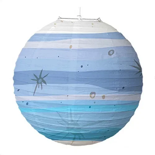 Lanterne Japonaise Thème Espace Galaxie 43x38x25cm - Décoration Fête Enfant Planète Extraterrestre