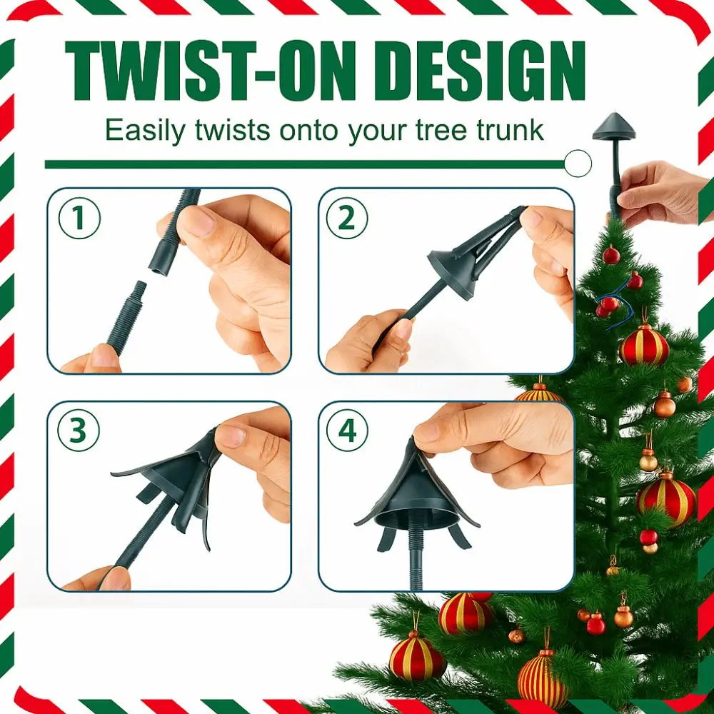 Universal Design Christmas Tree Topper Stand Lightweight Adjustable Tree Top Stand Durable Construction Green Decoration Holder