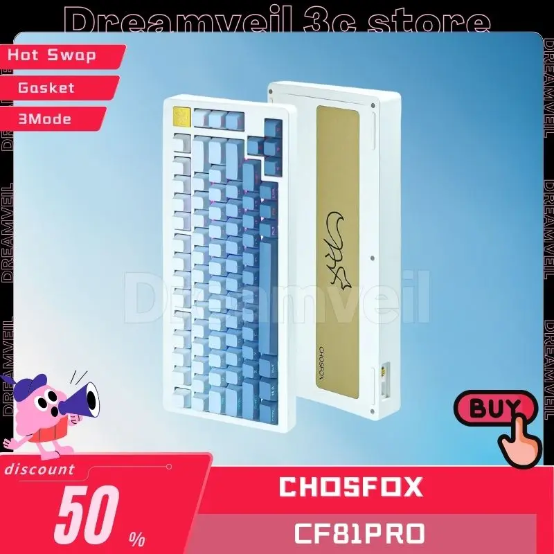 

CHOSFOX CF81pro Mechanical Gamer Keyboard 3Mode USB/2.4G/Bluetooth Wireless Keyboard Hot-Swap 81Keys Custom Gaming Keyboard Gift