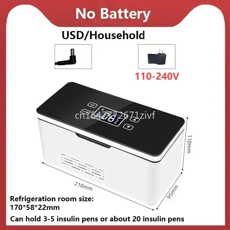 

5 В 110 В-240 В портативный инсулиновый холодильник Mini Home 0-18 ℃ Охлаждающий небольшой аккумуляторный USB-холодильник без батареи