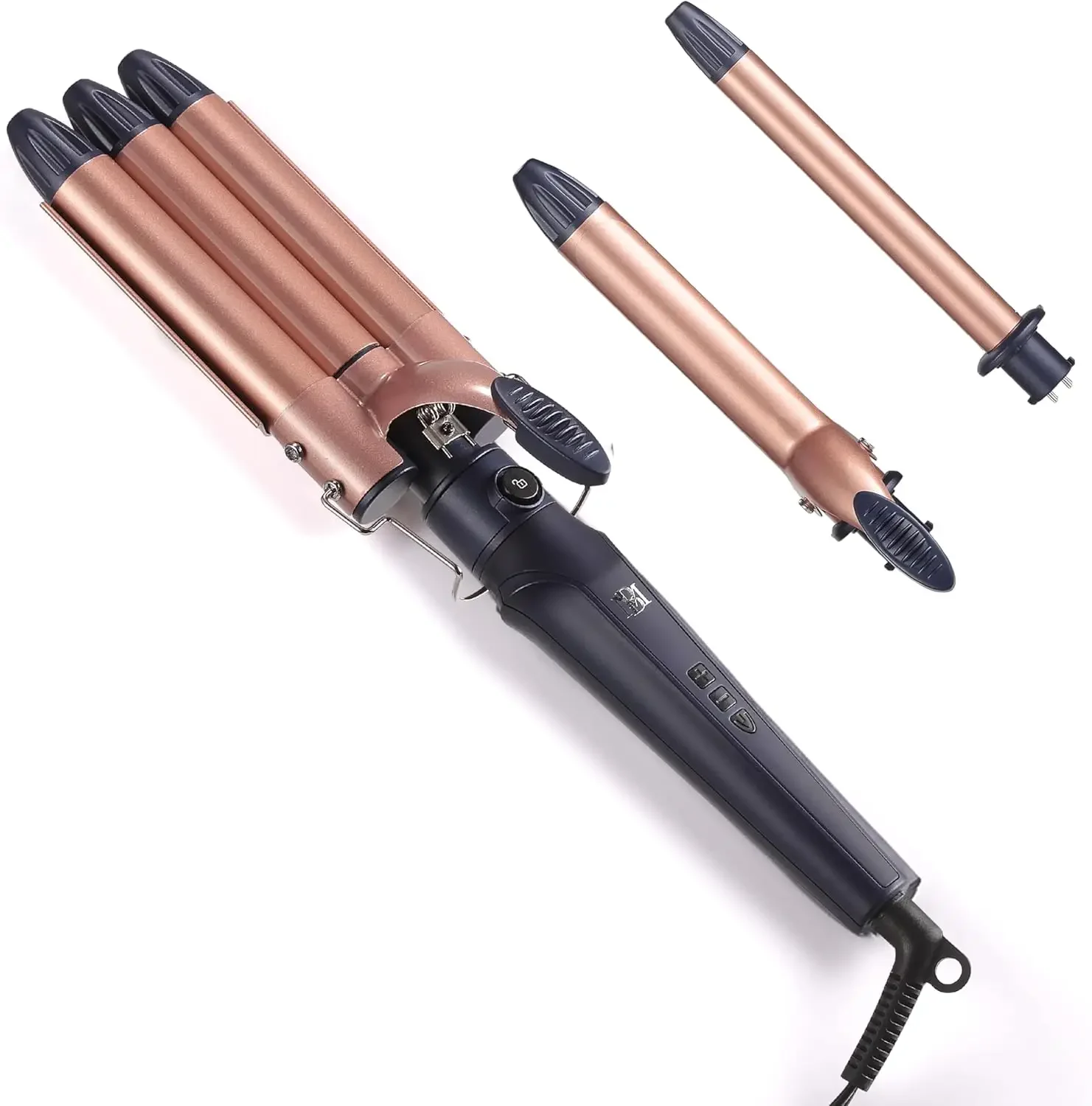 

Badgley Mischka Styling Iron, 3 Attachments Including Triple Barrel Hair Curler, Curling Iron, and Curling Wand, Adjustable Heat