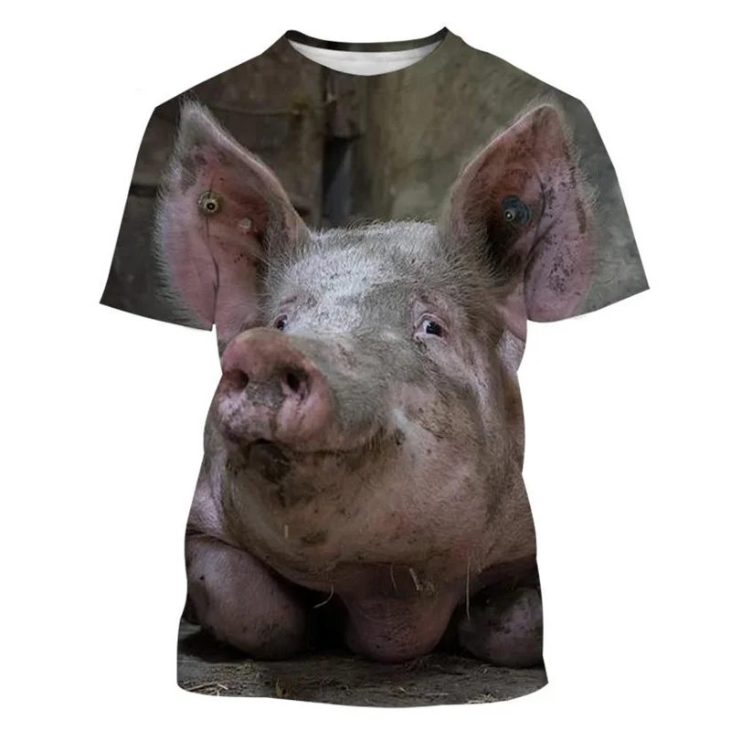 Funny Pig 3d Print T Shirt Men Women Summer Short-sleeved Animal Piggy Pattern Oversized Short Sleeves Round Neck T-shirt Tops