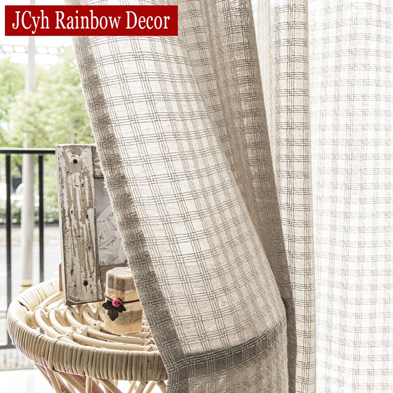 Linen Look Sheer Curtains for Living Room Bedroom Blinds Tulle for Windows Gauze Cortinas Home Decoration Voile Fabric Texture