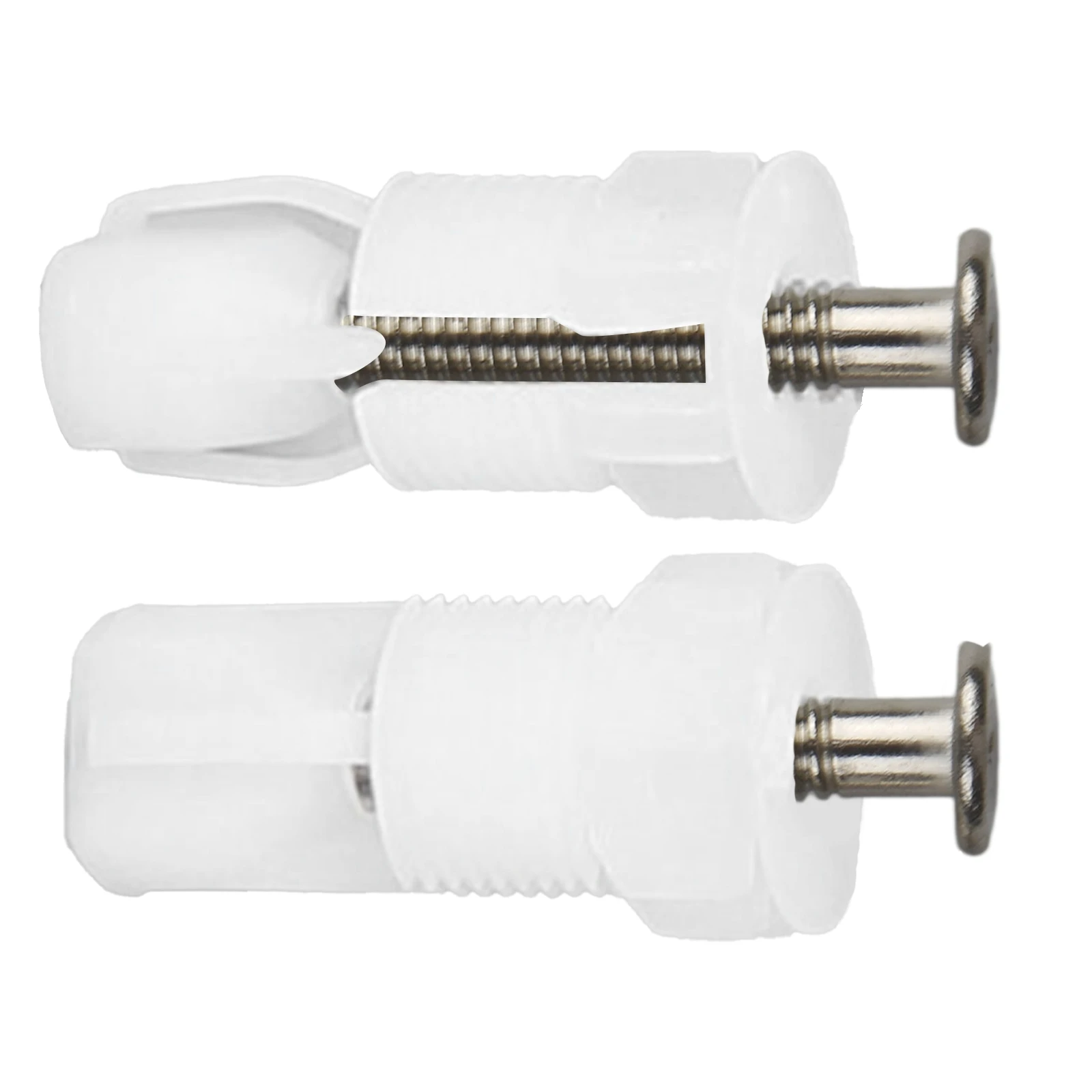 Perno de fijación de tapa de inodoro, accesorios de tuerca de tornillo de expansión de nailon de acero inoxidable, tornillo de bisagra de tapa blanca, fijación de orificio de inodoro, 2 uds.