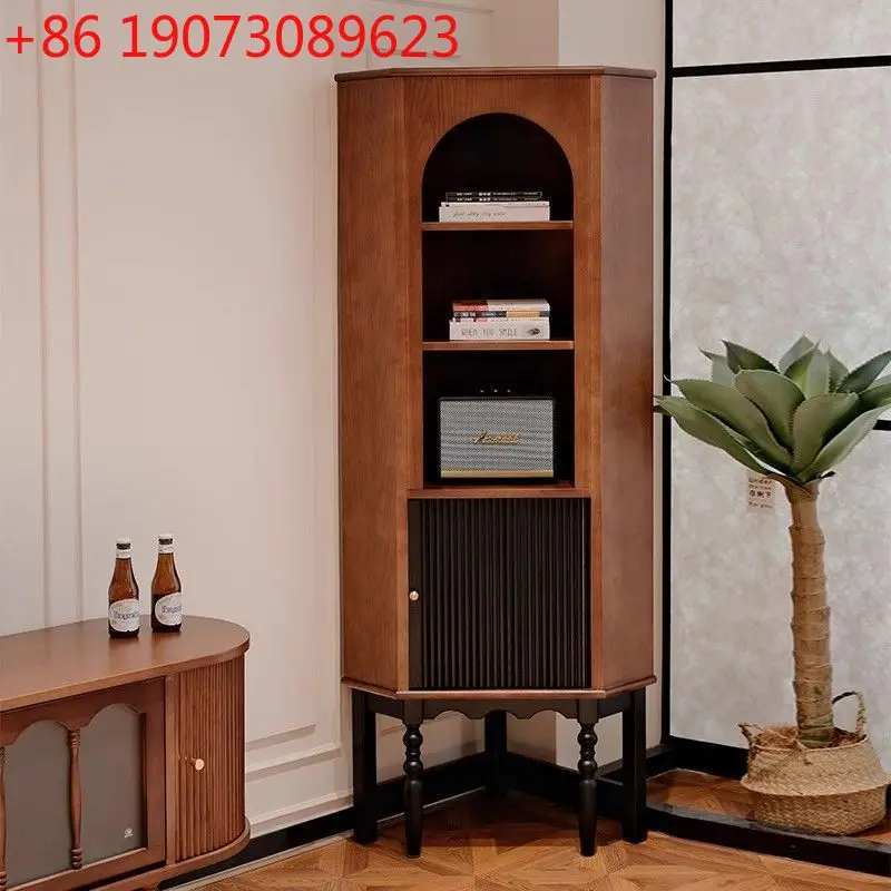 

Французский антикварный шкафчик из цельного дерева для гостиной, дома, небольшой квартиры, ретро, угловой шкафчик у стены, встроенное хранилище