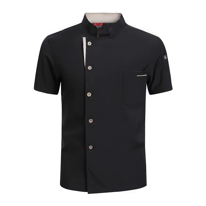 Zomer koksjas restaurant keuken chef-kok werkuniform ober shirt food service kookjas kapper catering bakkerij overall