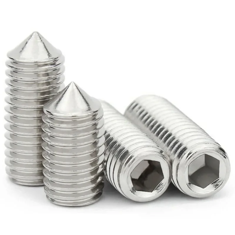 M2 304 스테인리스 스틸 그럽 스크류 콘 포인트 헥스 소켓 세트 스크류 볼트 DIN 914