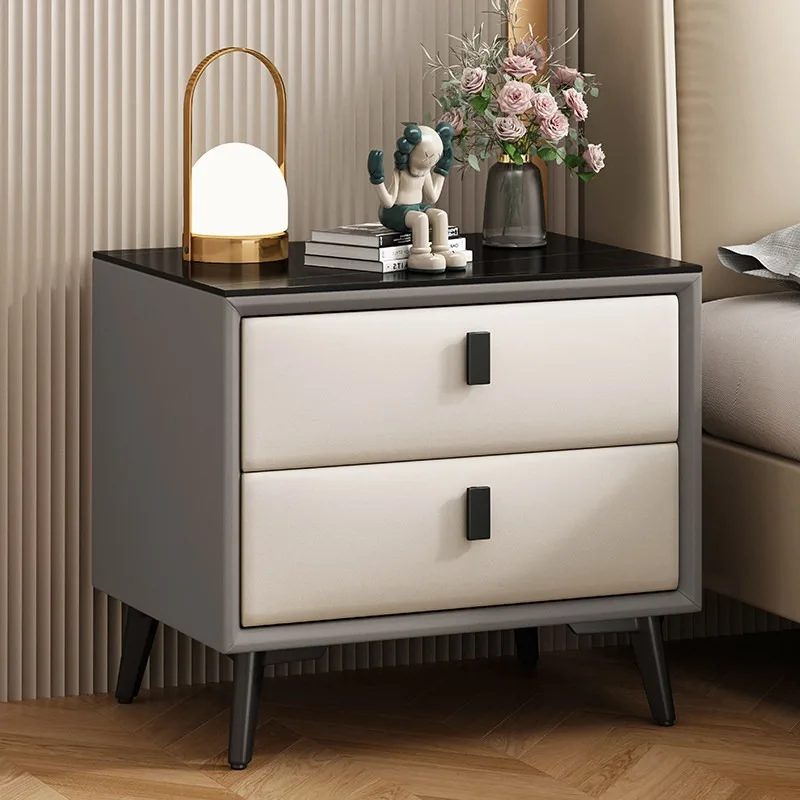 Slate all solid wood bedside table light luxury bedroom small storage cabinet modern simple