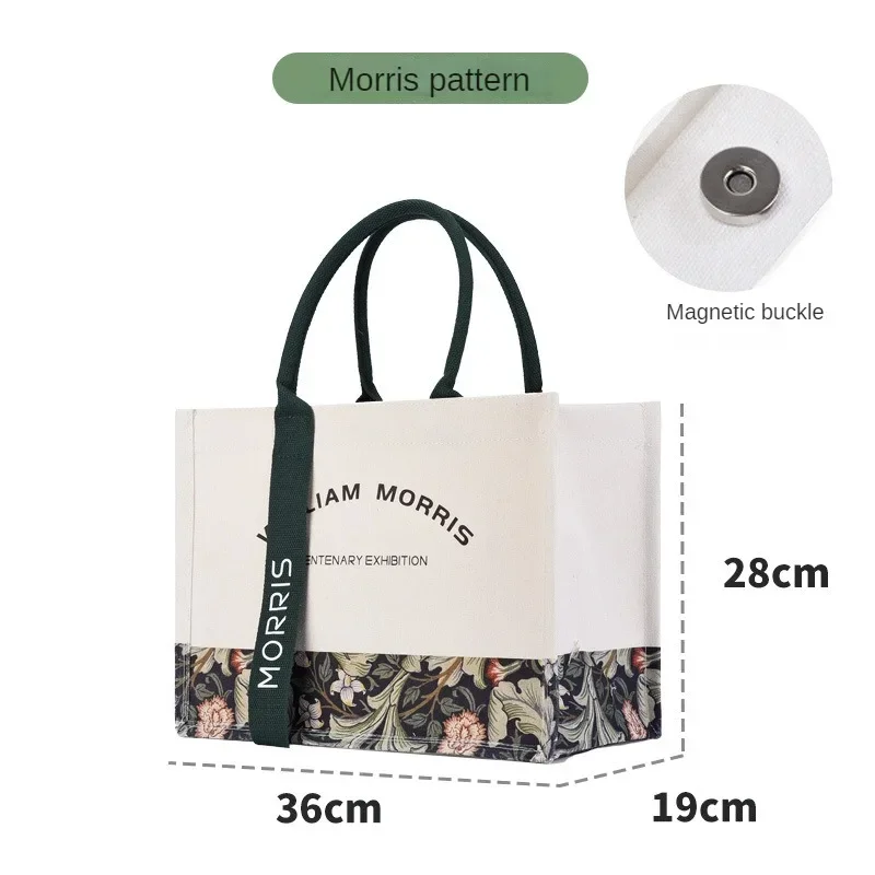 Floral Print Canvas Tote Bags for Women 2024 Fashion Streamer Luxury Handbag Large Capacity Waterproof Canvas Shopping Bag