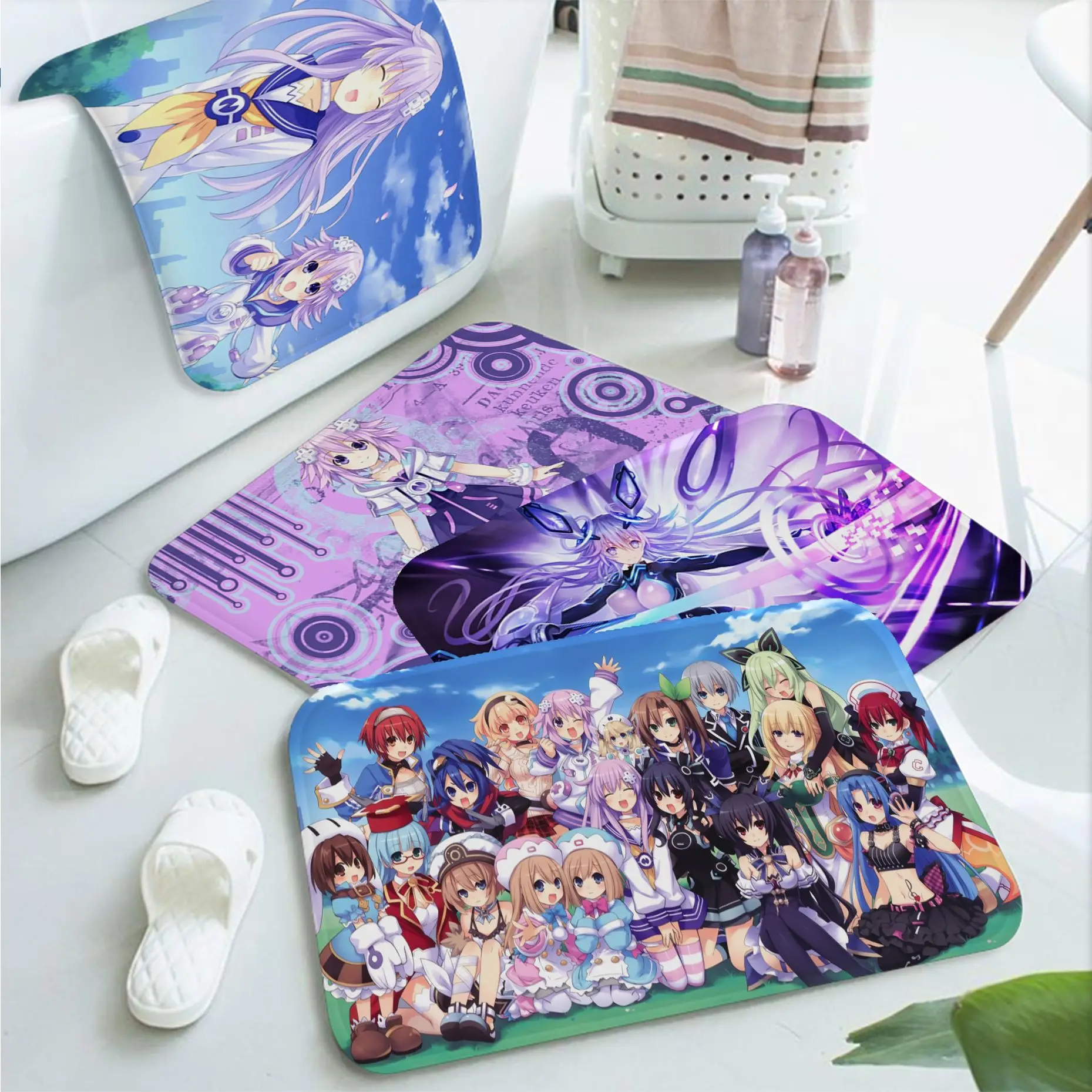 Anime Hyperdimension Neptunia Bath Mat Retro Multiple Choice Living Room Kitchen Rug Non-Slip Bedside Area Rugs