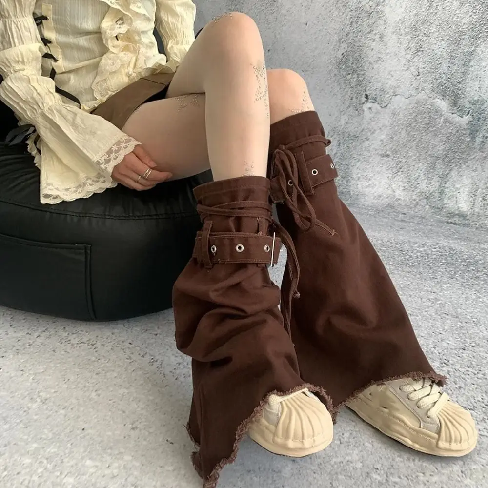 Casual Y2k Leg Warmers JK Spicy Girl Trumpet Leg Covers Brown Retro Pile Up Socks Fall Winter