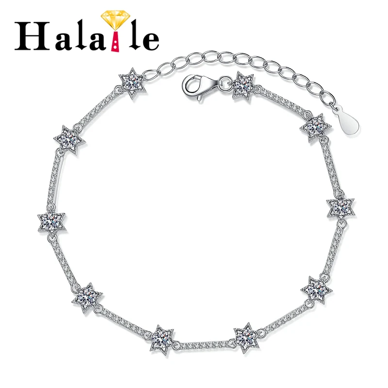 

Браслет Halaile D цвета с муассанитом из стерлингового серебра S925 с гексаграммой и ювелирными украшениями GRA, модный подарок на день рождения для женщин