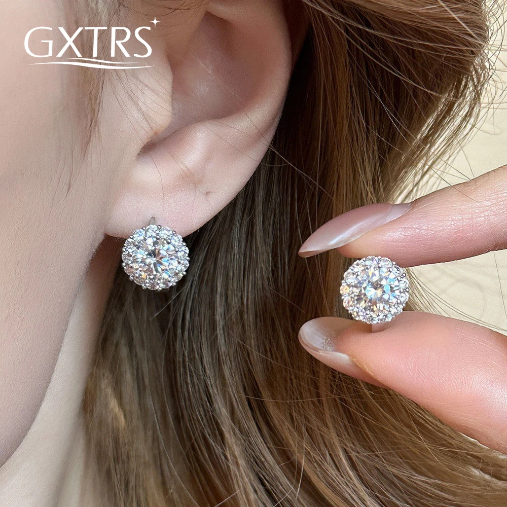 

Серьги-гвоздики GXTRS 2CT с настоящим муассанитом в форме подсолнуха для женщин, серебро S925, сверкающие лабораторные бриллианты, свадебные серьги-гвоздики, изысканные ювелирные изделия, подарок