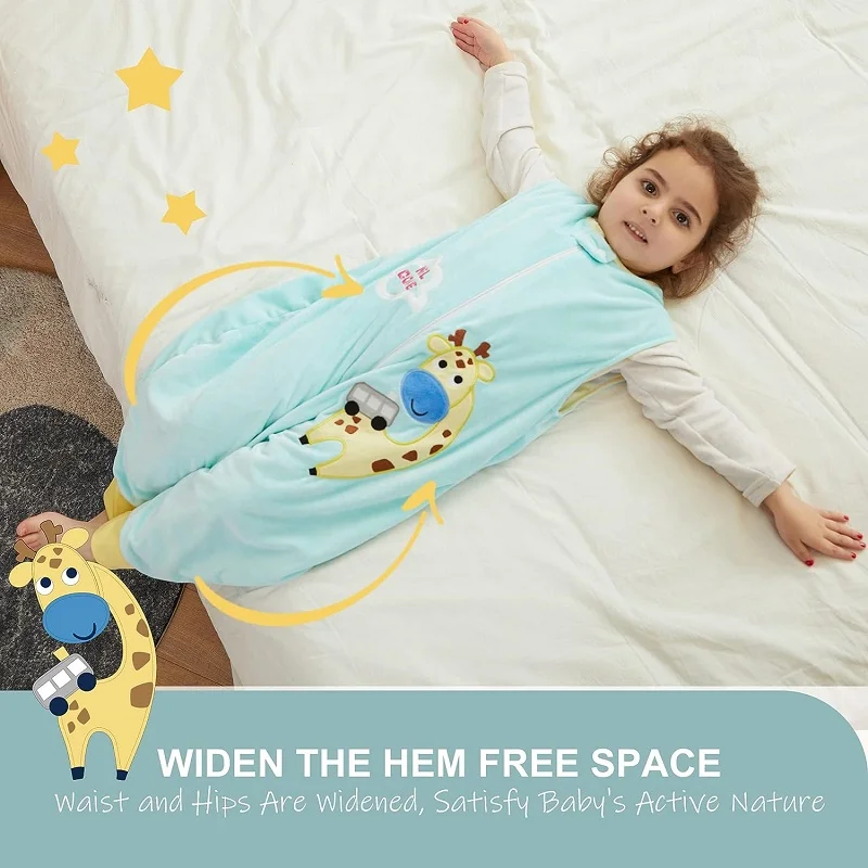 MICHLEY-Saco de saco de dormir sem mangas com pés, pijamas, pijamas, colete para meninas e meninos, crianças, crianças, bebê, 1-6T